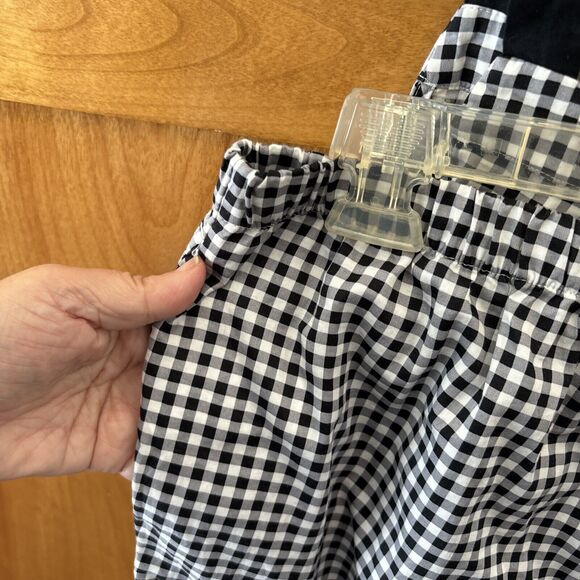 KATE SPADE NEW YORK Mini Gingham Cropped Wide Leg Pajama Set L Pockets Cotton - Picture 10 of 13